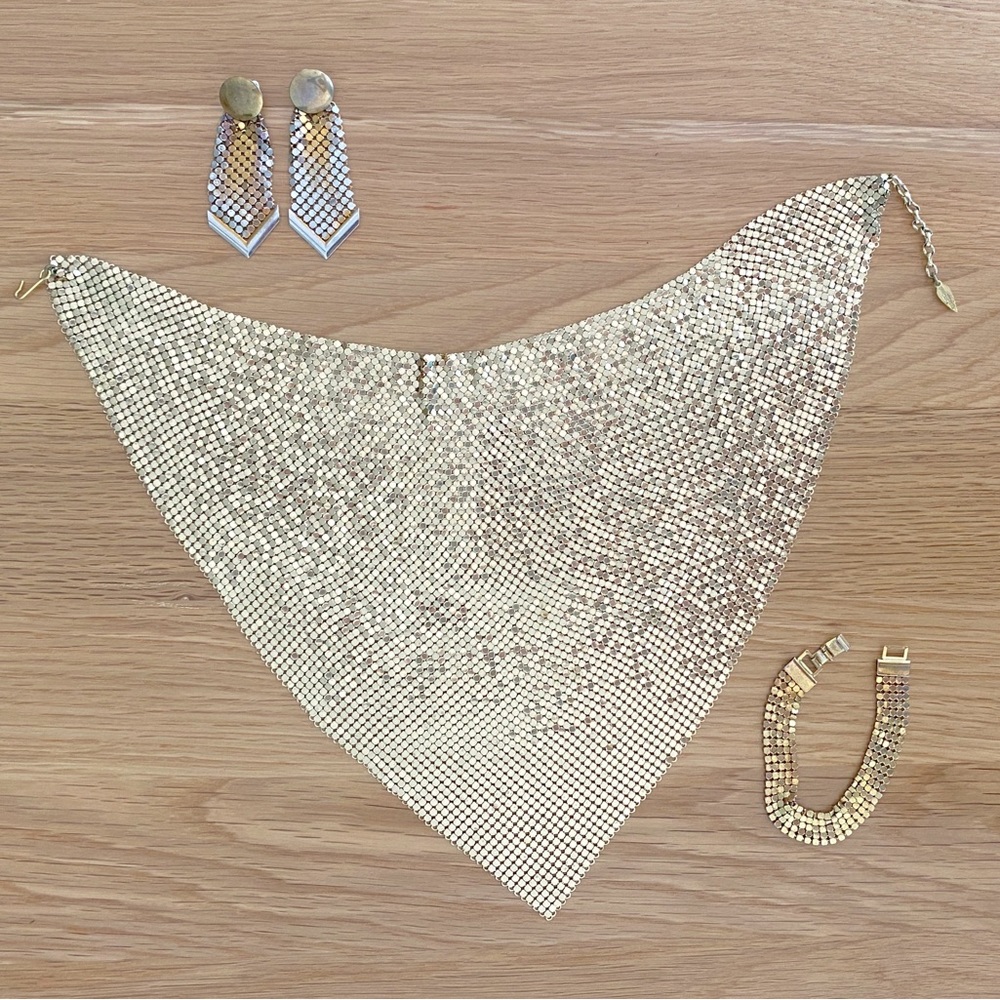 Whiting & Davis Gold/Silver Mesh Necklace Set